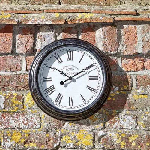Biarritz Black & Grey 12″ Garden Wall Clock 5050642016919